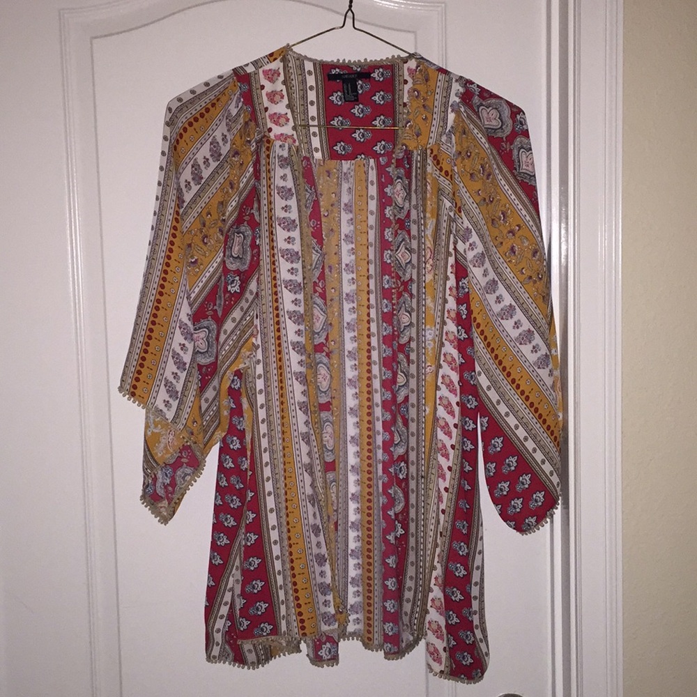 Silky Orange and Red Kimono from Forever 21
